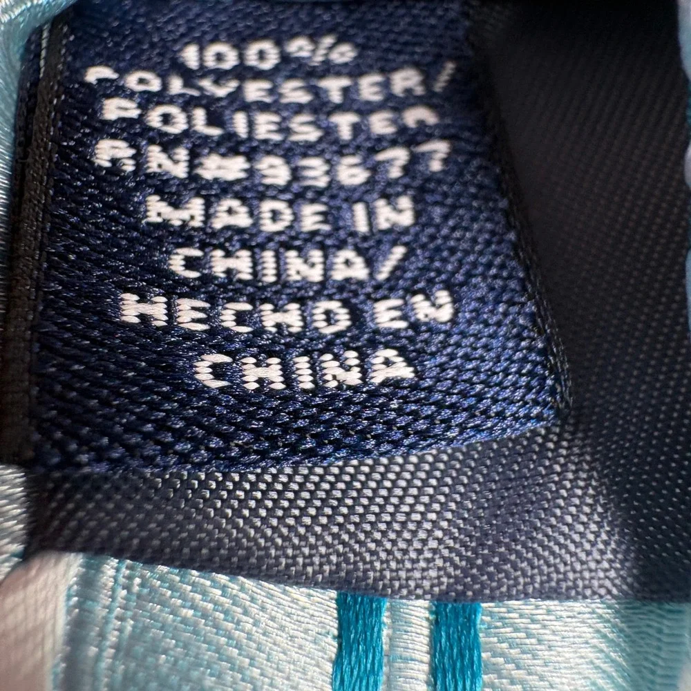 Stafford Essentials Mens Blue Teal White Diagonal Striped Polyester Necktie